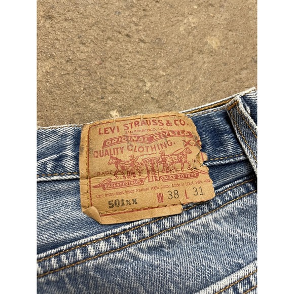 Vintage Levis 501 Jeans Mens 38x28 Light Blue Straight Leg Button Fly USA 90s - Picture 13 of 16